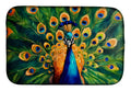 Peacock Full Feather Display Vibrant Dish Drying Mat Absorbent Dish Drying Mat Pad for Kitchen Counter Dish Drainer Mat for Countertop, 14 x 21", Multicolor