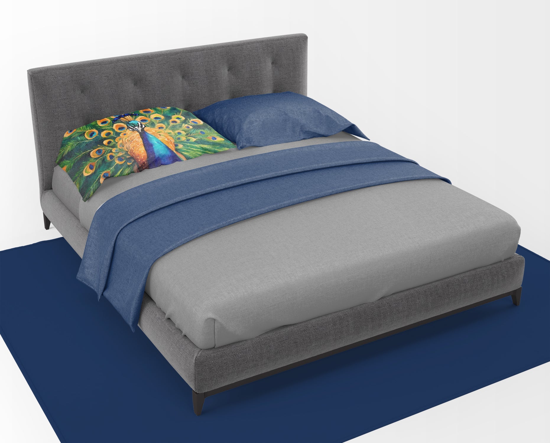 Peacock Full Feather Display Vibrant Standard Pillowcase Lightweight Super Soft Easy Care Decorative Artwork Pillowcase, Standard