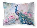 Peacock with Pink Flowers Elegant Standard Pillowcase Lightweight Super Soft Easy Care Decorative Artwork Pillowcase, Standard