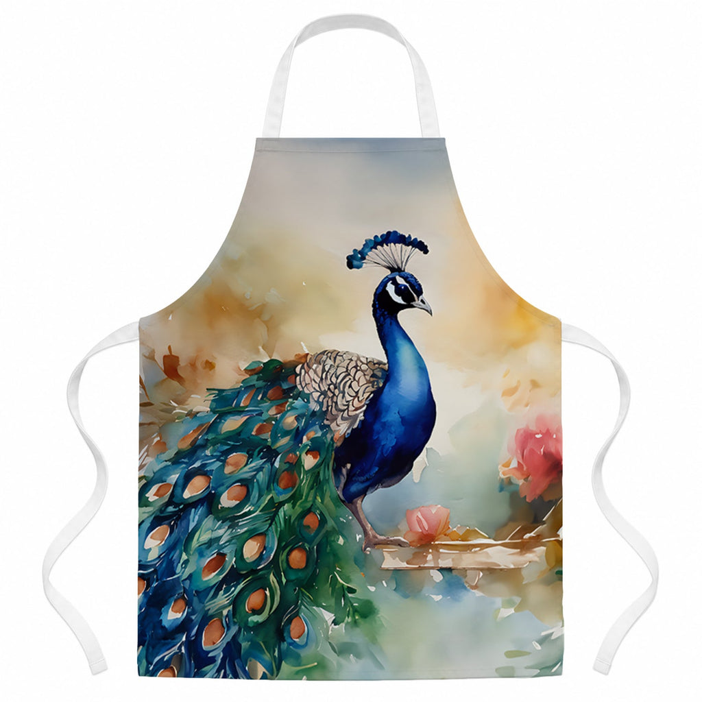 Peacock Tail Feathers Close View Apron Cooking Kitchen Server Baking Crafts Gardening for Adult Women Men, Unisex, Large, Multicolor