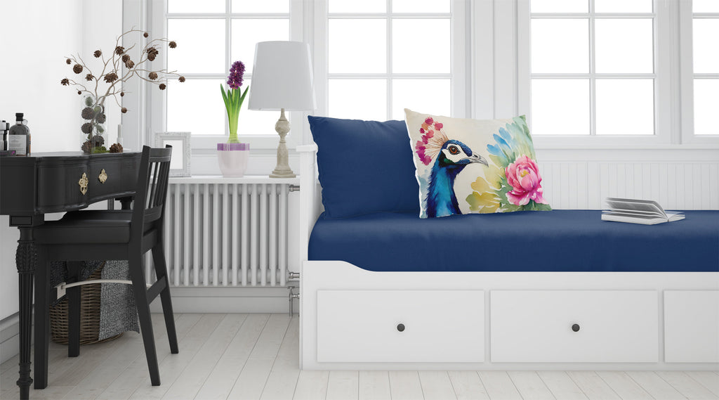 Peacock Portrait with Flower Standard Pillowcase Lightweight Super Soft Easy Care Decorative Artwork Pillowcase, Standard