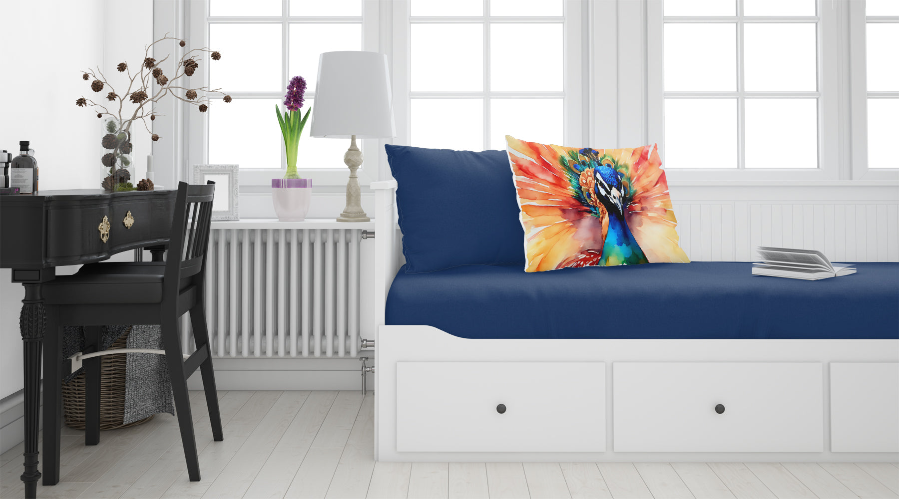 Peacock Front View Dramatic Color Standard Pillowcase Lightweight Super Soft Easy Care Decorative Artwork Pillowcase, Standard