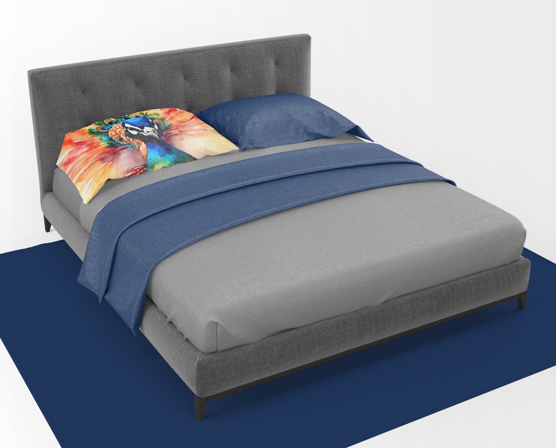 Peacock Front View Dramatic Color Standard Pillowcase Lightweight Super Soft Easy Care Decorative Artwork Pillowcase, Standard