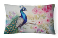 Peacock with Floral Background Decorative Throw Pillow 12x16 Indoor Outdoor Accent Cushion, Fabric Cover with Insert for Sofa, Bed, Porch & Living Room