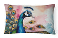 Peacock with Decorative Feathers Decorative Throw Pillow 12x16 Indoor Outdoor Accent Cushion, Fabric Cover with Insert for Sofa, Bed, Porch & Living Room
