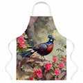 Pheasant Bird in Garden Floral Apron Cooking Kitchen Server Baking Crafts Gardening for Adult Women Men, Unisex, Large, Multicolor