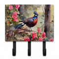 Pheasant Bird in Garden Floral Leash or Key Holder Wall Hooks, Coat Rack Wall Mount, for Hanging Keys, Towels, Aprons, Leashes