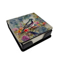 Pigeon Bird with Floral Accents PU Leather Note Paper Holder with Artist-Designed Cover, Desk Accessory, Office Gift