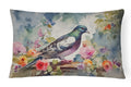 Pigeon Bird with Floral Accents Decorative Throw Pillow 12x16 Indoor Outdoor Accent Cushion, Fabric Cover with Insert for Sofa, Bed, Porch & Living Room