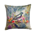 Pigeon Bird with Floral Accents Decorative Throw Pillow 18x18 Indoor Outdoor Accent Cushion, Fabric Cover with Insert for Sofa, Bed, Porch & Living Room