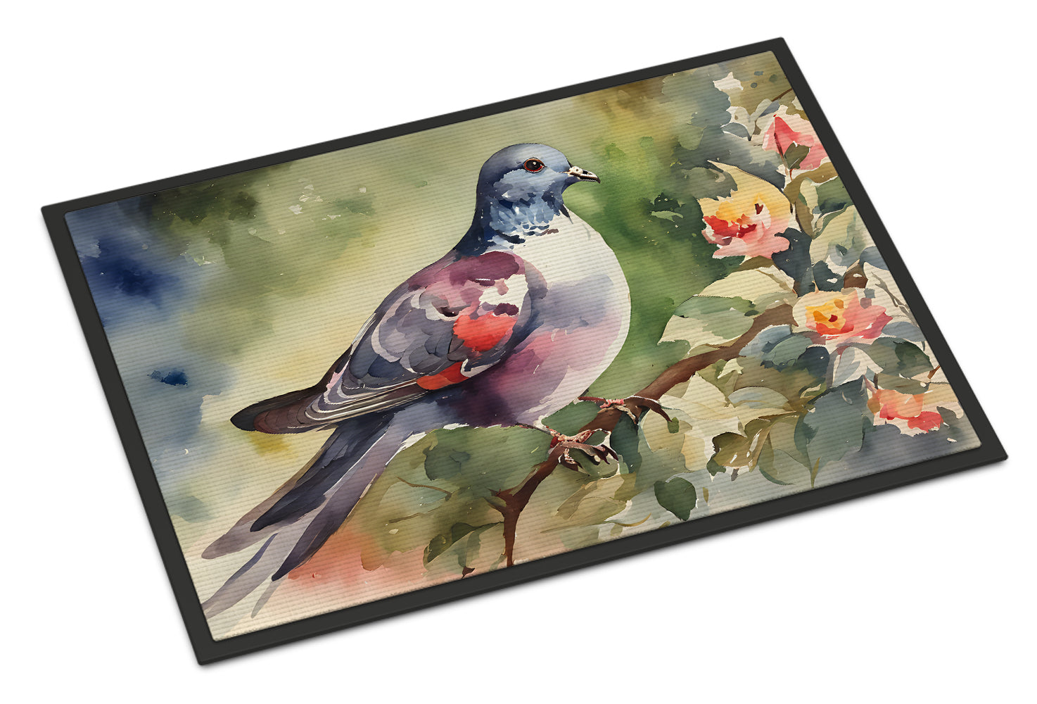 Pigeon Perched with Flowers Doormat Indoor Outdoor 24H X 36W Front Door Mat Rugs for Entryway, Non Slip Washable Low Pile,