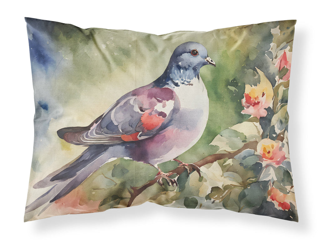 Pigeon Perched with Flowers Standard Pillowcase Lightweight Super Soft Easy Care Decorative Artwork Pillowcase, Standard