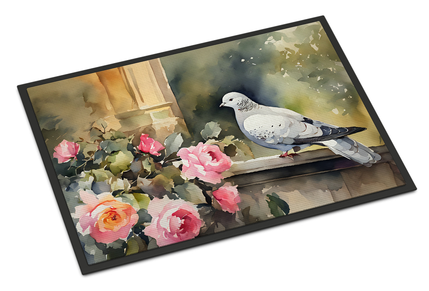 White Dove with Flowers Peaceful Doormat Indoor Outdoor 24H X 36W Front Door Mat Rugs for Entryway, Non Slip Washable Low Pile,