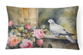White Dove with Flowers Peaceful Decorative Throw Pillow 12x16 Indoor Outdoor Accent Cushion, Fabric Cover with Insert for Sofa, Bed, Porch & Living Room