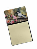 White Dove with Flowers Peaceful Watercolor Sticky Note Holder Refillable Dispenser Desk Accessory 3x3 Pad Gift