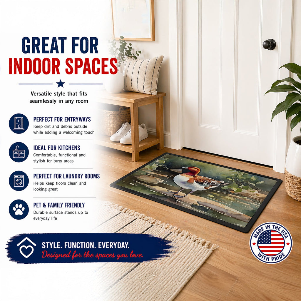 Redhead Duck Standing by Water Doormat Indoor Outdoor 24H X 36W Front Door Mat Rugs for Entryway, Non Slip Washable Low Pile,
