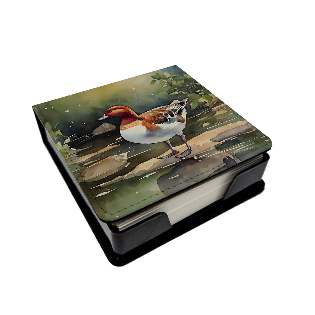 Redhead Duck Standing by Water PU Leather Note Paper Holder with Artist-Designed Cover, Desk Accessory, Office Gift