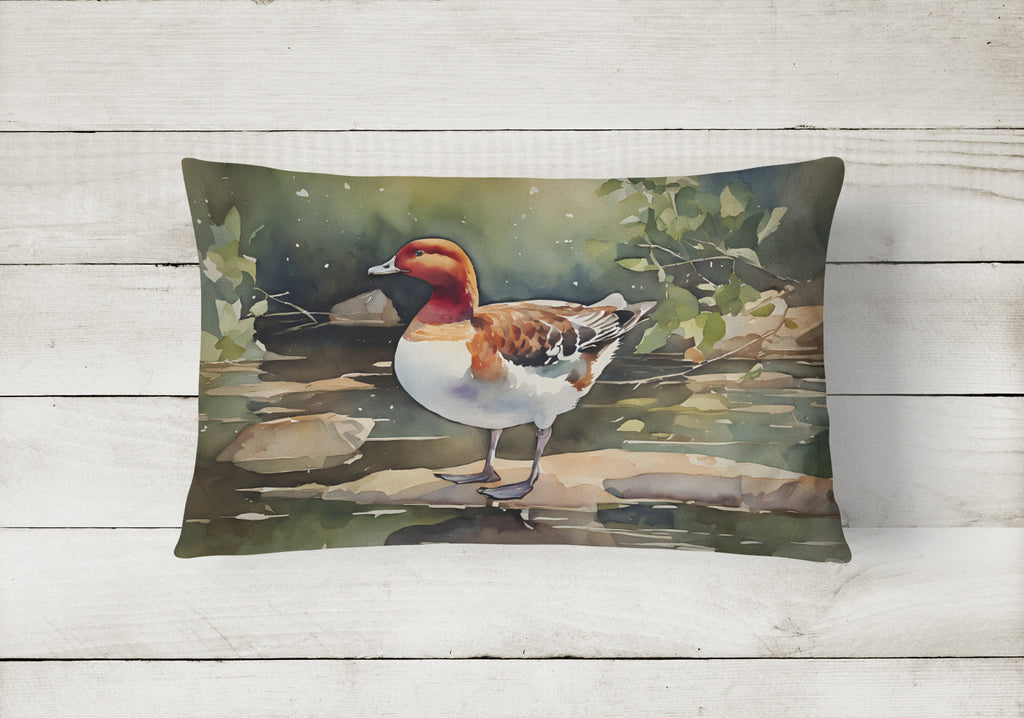 Redhead Duck Standing by Water Decorative Throw Pillow 12x16 Indoor Outdoor Accent Cushion, Fabric Cover with Insert for Sofa, Bed, Porch & Living Room