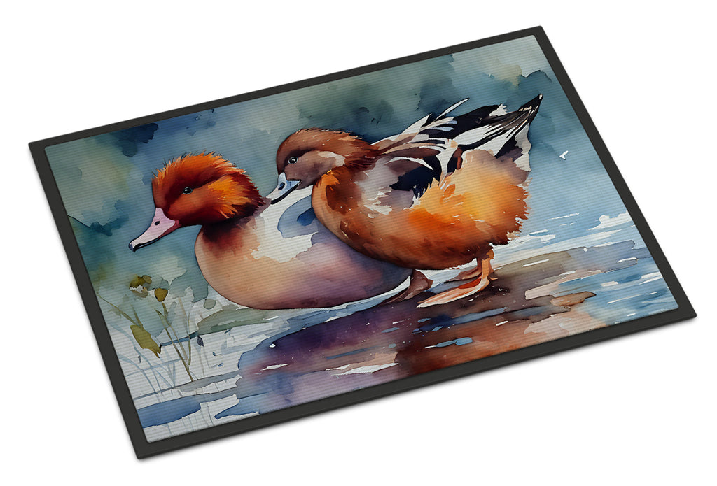Redhead Duck Pair of Ducks Swimming Doormat Indoor Outdoor 24H X 36W Front Door Mat Rugs for Entryway, Non Slip Washable Low Pile,