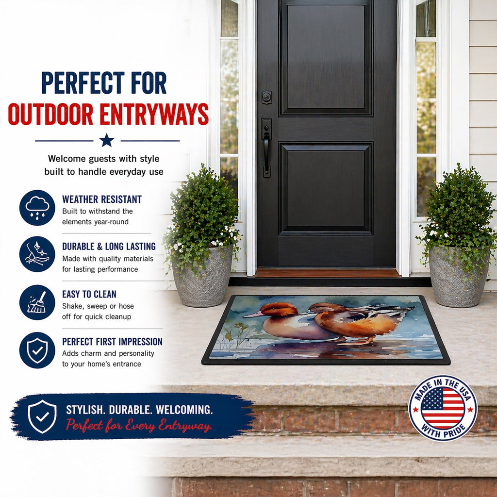 Redhead Duck Pair of Ducks Swimming Doormat Indoor Outdoor 24H X 36W Front Door Mat Rugs for Entryway, Non Slip Washable Low Pile,