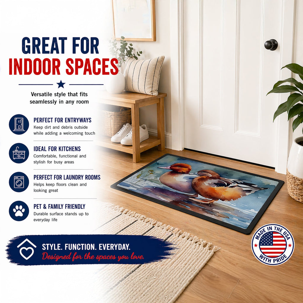 Redhead Duck Pair of Ducks Swimming Doormat Indoor Outdoor 18H X 27W Front Door Mat Rugs for Entryway, Non Slip Washable