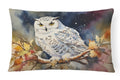 Snowy Owl with Autumn Leaves Decorative Throw Pillow 12x16 Indoor Outdoor Accent Cushion, Fabric Cover with Insert for Sofa, Bed, Porch & Living Room