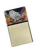 Snowy Owl with Autumn Leaves Watercolor Sticky Note Holder Refillable Dispenser Desk Accessory 3x3 Pad Gift