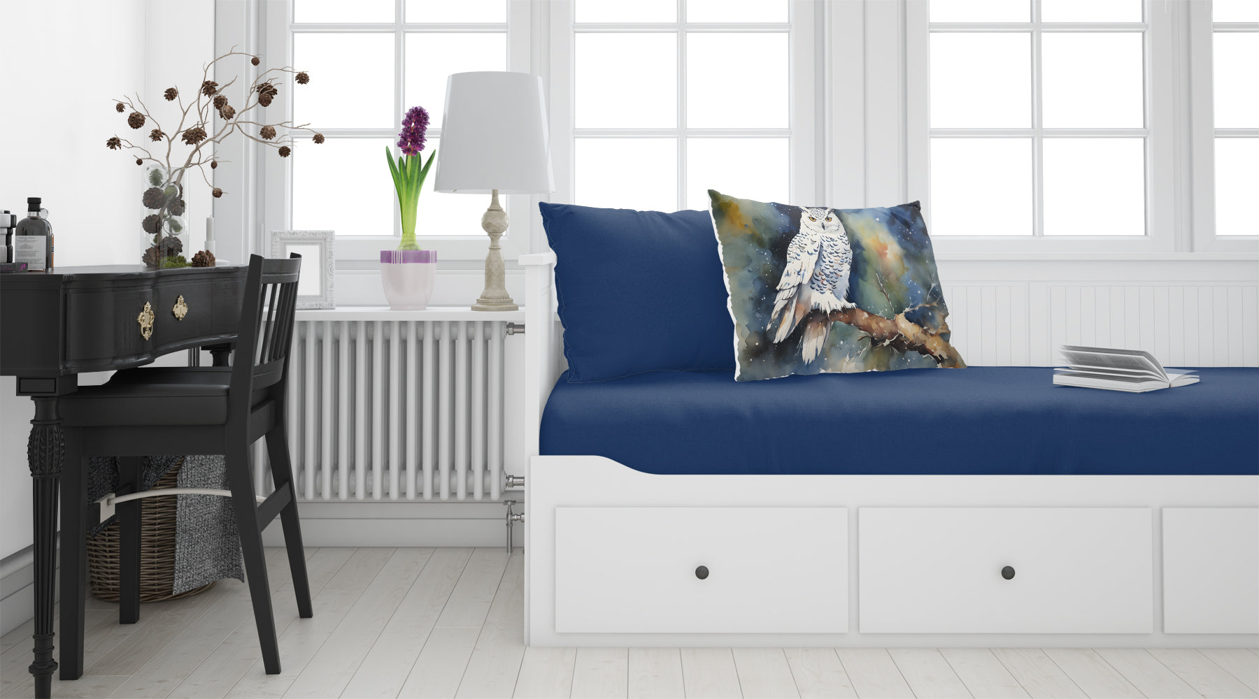 Snowy Owl Night Sky Watercolor Standard Pillowcase Lightweight Super Soft Easy Care Decorative Artwork Pillowcase, Standard