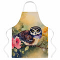 Spectacled Owl on Branch with Flowers Apron Cooking Kitchen Server Baking Crafts Gardening for Adult Women Men, Unisex, Large, Multicolor