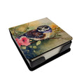 Spectacled Owl on Branch with Flowers PU Leather Note Paper Holder with Artist-Designed Cover, Desk Accessory, Office Gift