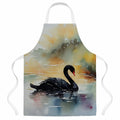 Black Swan Swimming Calm Water Apron Cooking Kitchen Server Baking Crafts Gardening for Adult Women Men, Unisex, Large, Multicolor