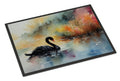 Black Swan Swimming Calm Water Doormat Indoor Outdoor 18H X 27W Front Door Mat Rugs for Entryway, Non Slip Washable