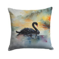 Black Swan Swimming Calm Water Decorative Throw Pillow 18x18 Indoor Outdoor Accent Cushion, Fabric Cover with Insert for Sofa, Bed, Porch & Living Room