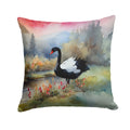 Black Swan Lake Scene Landscape Decorative Throw Pillow 14x14 Indoor Outdoor Accent Cushion, Fabric Cover with Insert for Sofa, Bed, Porch & Living Room