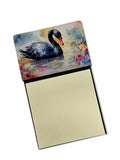 Black Swan with Flowers Elegant Watercolor Watercolor Sticky Note Holder Refillable Dispenser Desk Accessory 3x3 Pad Gift