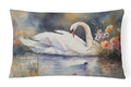 White Swan Swimming Peaceful Watercolor Decorative Throw Pillow 12x16 Indoor Outdoor Accent Cushion, Fabric Cover with Insert for Sofa, Bed, Porch & Living Room