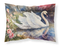 White Swan with Flowers Peaceful Watercolor Standard Pillowcase Lightweight Super Soft Easy Care Decorative Artwork Pillowcase, Standard