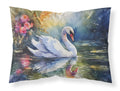 White Swan with Floral Reflection Watercolor Standard Pillowcase Lightweight Super Soft Easy Care Decorative Artwork Pillowcase, Standard