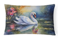White Swan with Floral Reflection Watercolor Decorative Throw Pillow 12x16 Indoor Outdoor Accent Cushion, Fabric Cover with Insert for Sofa, Bed, Porch & Living Room