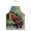 Tawny Owl Portrait Natural Watercolor Apron Cooking Kitchen Server Baking Crafts Gardening for Adult Women Men, Unisex, Large, Multicolor