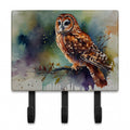 Tawny Owl Portrait Natural Watercolor Leash or Key Holder Wall Hooks, Coat Rack Wall Mount, for Hanging Keys, Towels, Aprons, Leashes