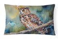 Tawny Owl on Branch Watercolor Decorative Throw Pillow 12x16 Indoor Outdoor Accent Cushion, Fabric Cover with Insert for Sofa, Bed, Porch & Living Room