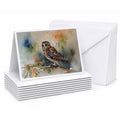 Tawny Owl Soft Background Watercolor Greeting Cards Pack of 8 Blank Cards with Envelopes Whimsical A7 Size 5x7