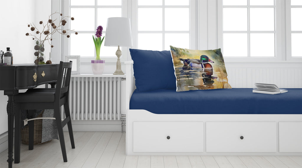 Wood Duck Swimming Pond Watercolor Standard Pillowcase Lightweight Super Soft Easy Care Decorative Artwork Pillowcase, Standard