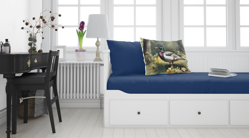 Wood Duck Standing Forest Floor Watercolor Standard Pillowcase Lightweight Super Soft Easy Care Decorative Artwork Pillowcase, Standard