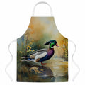 Wood Duck Swimming Woodland Watercolor Apron Cooking Kitchen Server Baking Crafts Gardening for Adult Women Men, Unisex, Large, Multicolor
