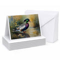 Wood Duck Swimming Woodland Watercolor Greeting Cards Pack of 8 Blank Cards with Envelopes Whimsical A7 Size 5x7