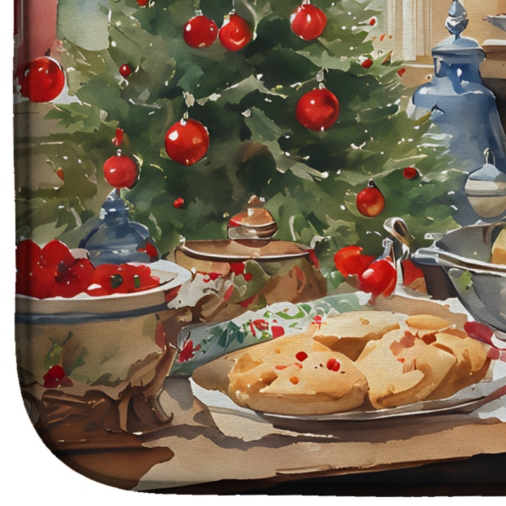 Cookies with Santa Claus Dish Drying Mat Absorbent Dish Drying Mat Pad for Kitchen Counter Dish Drainer Mat for Countertop, 14 x 21", Multicolor