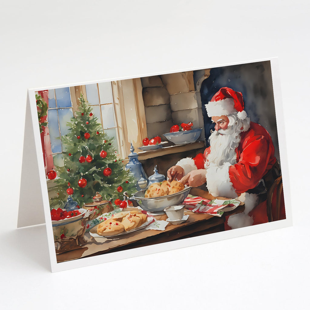 Cookies with Santa Claus Greeting Cards Pack of 8 Blank Cards with Envelopes Whimsical A7 Size 5x7