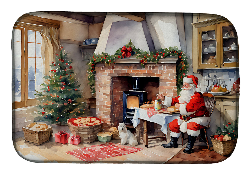 Cookies with Santa Claus Dish Drying Mat Absorbent Dish Drying Mat Pad for Kitchen Counter Dish Drainer Mat for Countertop, 14 x 21", Multicolor